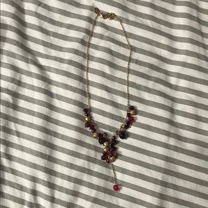 Elegant Gold and Red Beaded Necklace